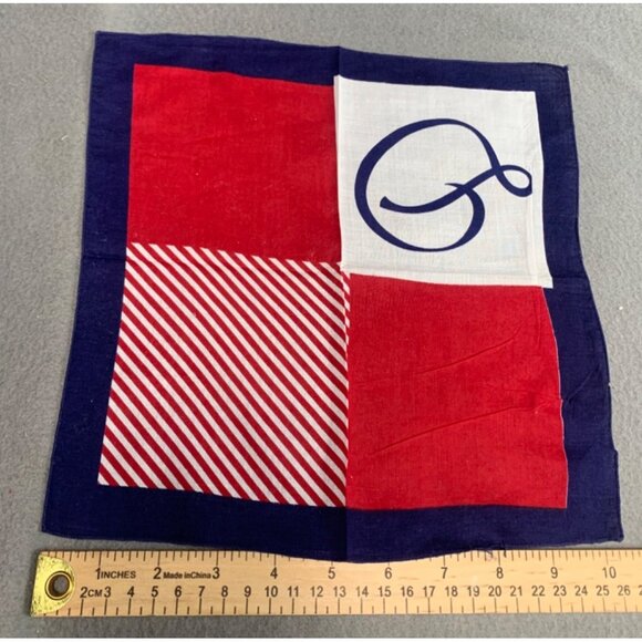 Vintage Handkerchief Collection Set of 5 Red & Blue Prints Retro Charm - Picture 4 of 7